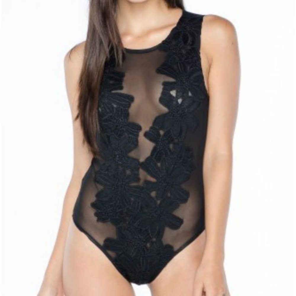 Haute Monde Floral Lace Mesh Body Suit